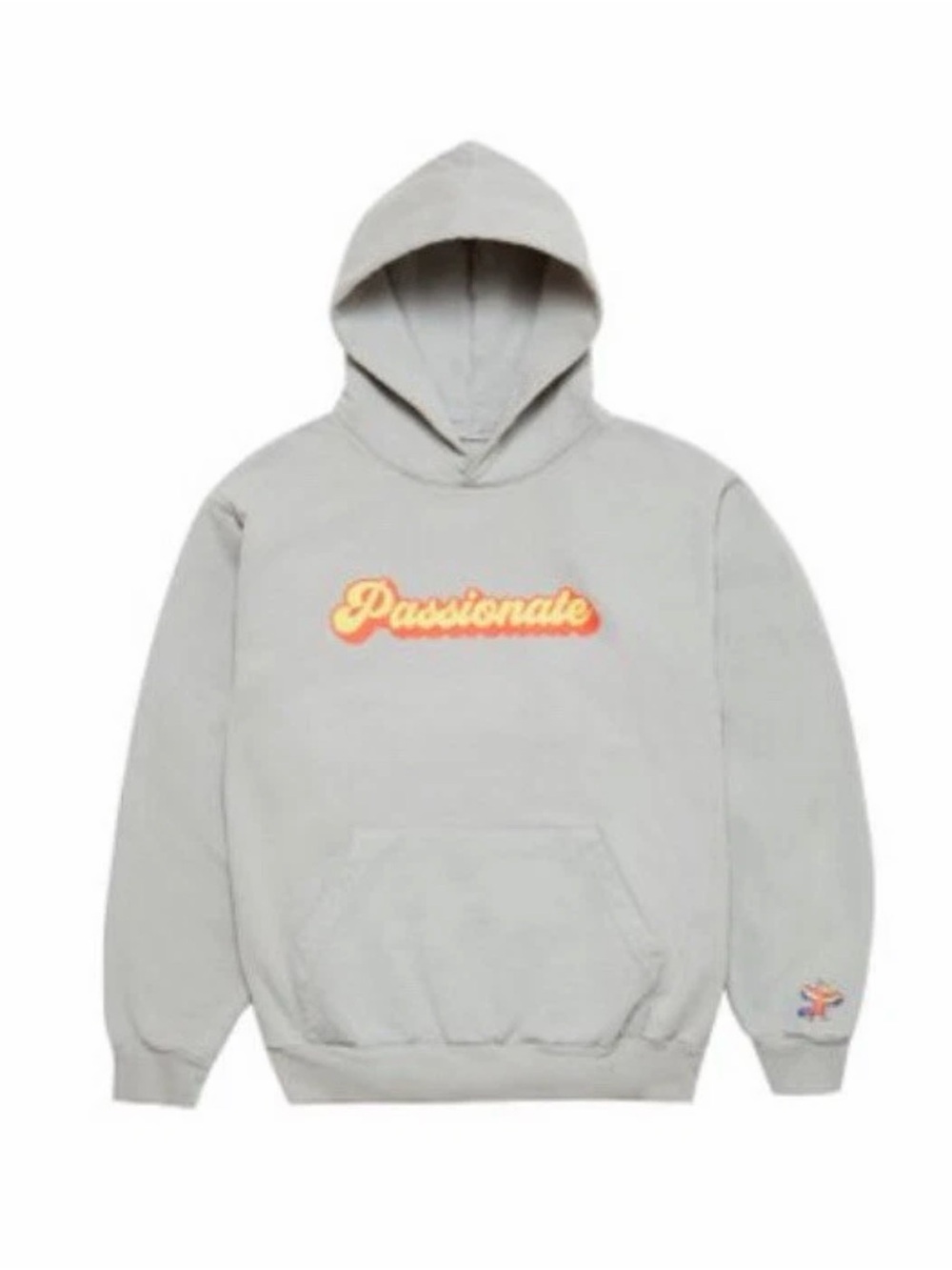 VeeFRIENDS Light Gray Hoodie with Yellow-Orange 'Passionate' Script